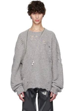 HELIOT EMIL Gray Distressed Sweater