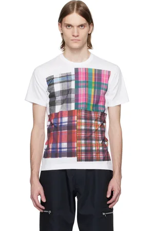 Comme des Garçons White Tartan Square Print T-shirt