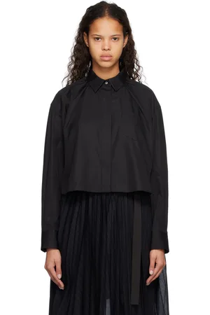 SACAI Black Pleated Shoulder Shirt