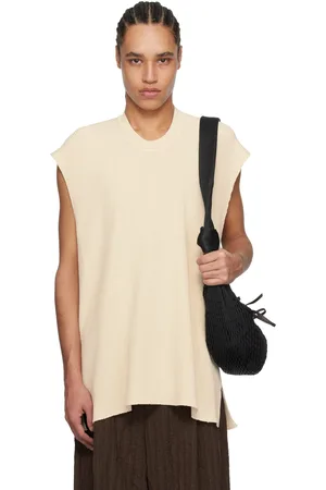 Issey Miyake Beige Tight Twist Cotton Knit Vest