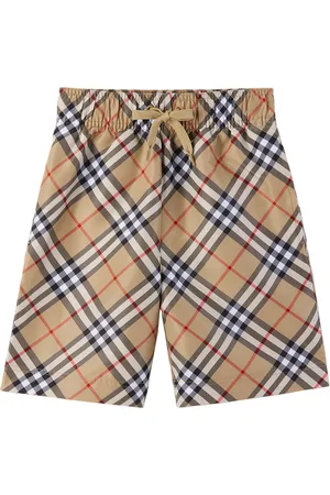 Burberry Kids Beige Check Swim Shorts