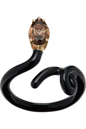 BEA BONGIASCA Black Enamel Baby Vine Tendril Ring