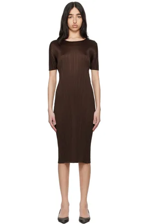 PLEATS PLEASE ISSEY MIYAKE Brown Monthly Colors March Midi Dress