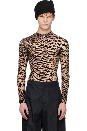 MUGLER Black & Beige Star T-Shirt