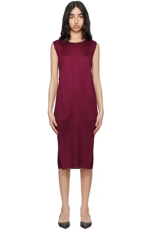 PLEATS PLEASE ISSEY MIYAKE Burgundy Monthly Colors March Midi Dress