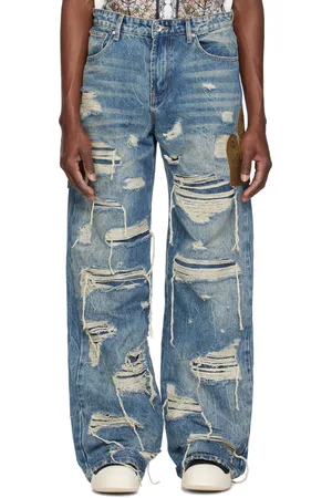Who Decides War Blue Side Patch Relaxation Jeans
