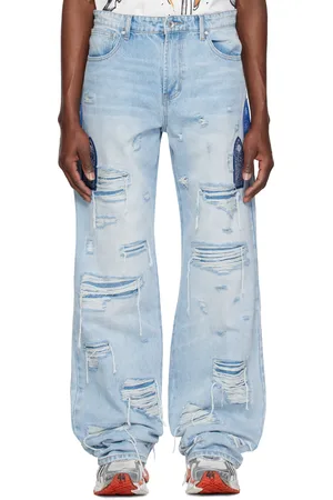 Who Decides War Blue Side Patch Relaxation Jeans