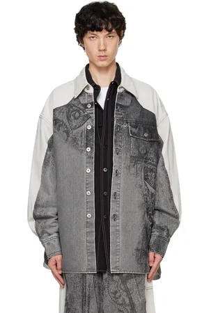Feng Chen Wang Gray Printed Denim Jacket