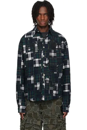 Who Decides War Navy Patched Arch Flannel Shirt