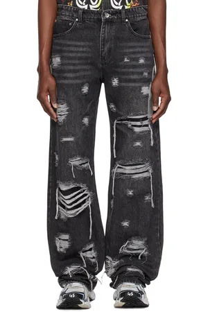 Who Decides War Black Side Patch Relaxation Jeans