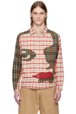 KIDSUPER STUDIOS & Brown Patchwork Face Flannel Shirt