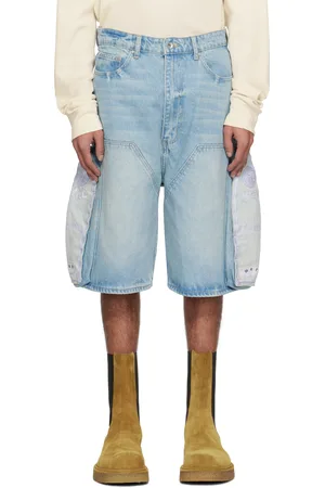 Who Decides War Blue Side Embroidery Denim shorts