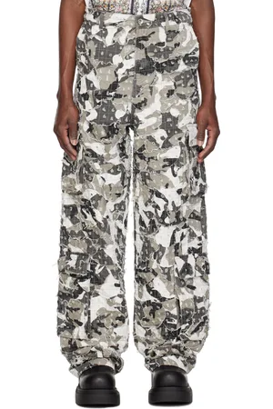 Who Decides War Gray Micro Distressed Cargo Pants