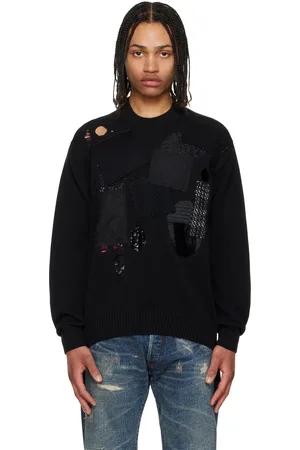 JUNYA WATANABE Black Cotton Jersey Patchwork Knit Sweater
