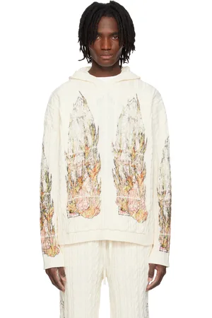 Who Decides War Off-White Flame Glass Cable Knit Hoodie