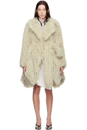 SACAI Off-White Belted Faux-Fur Coat