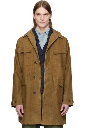 Ralph Lauren Brown Bonded Linen Walking Coat