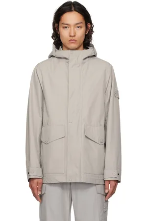 Stone Island Gray Weatherproof Cotton Canvas Coat