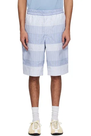 Comme des Garçons Blue & White Yarn Dyed Stripe Poplin Shorts