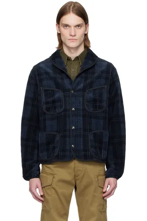 Ralph Lauren Navy Plaid-Print Corduroy Jacket