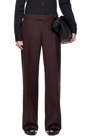 Alexander McQueen Burgundy Low Rise Tailored Trousers