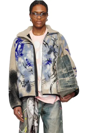 Acne Studios Beige & Blue Teddy Jacket