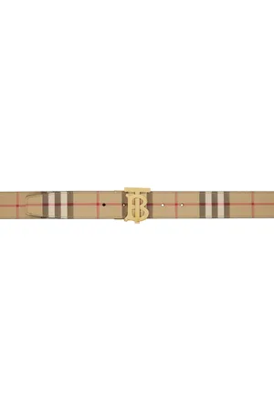 Burberry Beige Thin Reversible Check TB Belt