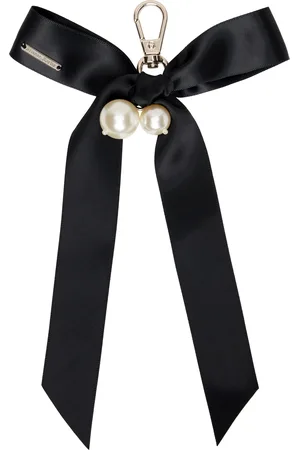 Simone Rocha Gold & Black Bow & Pearl Bag Charm Keychain