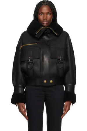Balmain Black Aviator Shearling Jacket