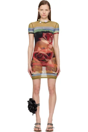 Jean Paul Gaultier Red & Green Roses Minidress