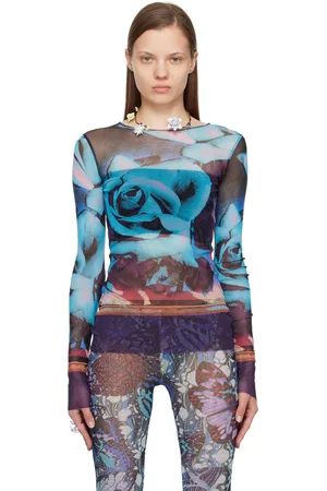 Jean Paul Gaultier Purple & Blue Roses Long Sleeve T-Shirt