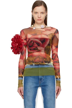Jean Paul Gaultier Red & Green Roses Long Sleeve T-Shirt