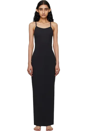 SKIMS Black Cotton Rib Long Cami Maxi Dress
