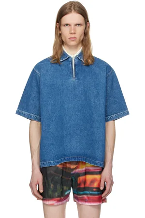 SUNNEI Blue Short Sleeve Denim Polo