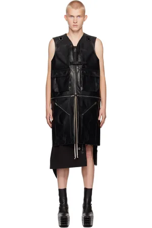 Rick Owens Black Porterville Utility Leather Vest