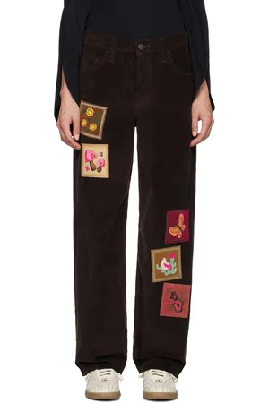 Anna Sui Brown Embroidered Patched Trousers