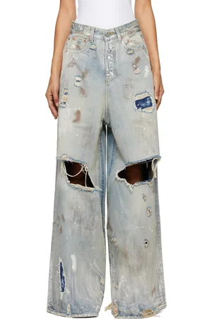 Vetements Blue Trashed Big Shape Jeans