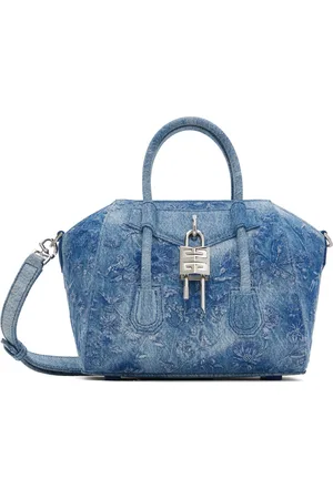 Givenchy Blue Mini Antigona Lock Denim Bag