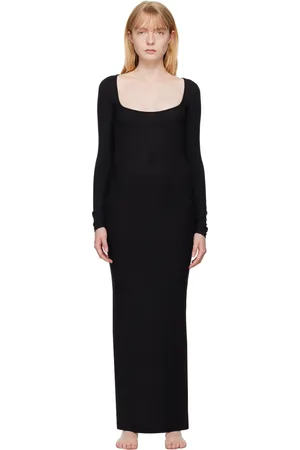 SKIMS Black Soft Lounge Long Sleeve Maxi Dress