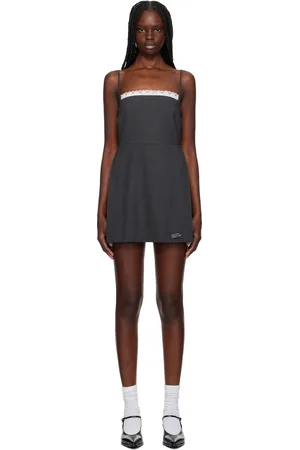We11 Done Gray Lace-Detail Wool Minidress