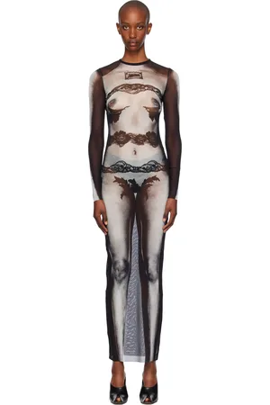 Jean Paul Gaultier Black Printed Maxi Dress