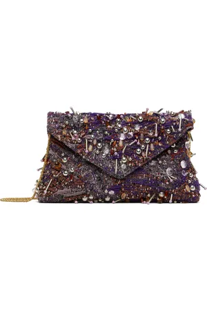 DRIES VAN NOTEN Purple & Red Embellished Envelope Bag