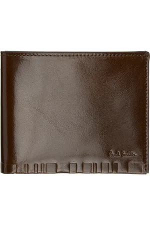 Paul Smith Brown Leather Shadow Stripe Billfold Wallet
