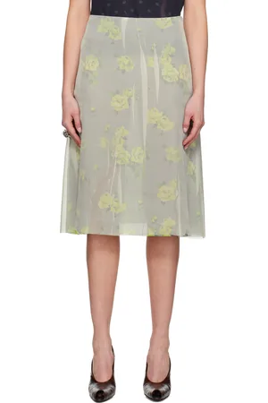 Acne Studios Gray Floral Midi Skirt
