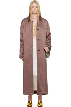 DRIES VAN NOTEN Purple Cupro Twill Coat