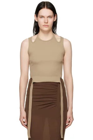 DION LEE SSENSE Exclusive Brown Halter Tie Tank Top