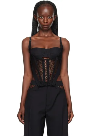 DION LEE Lace-Up Corset Tank Top