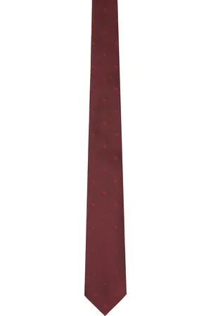 Alexander McQueen Burgundy Skull Polka Dot Tie