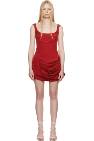 MAGDA BUTRYM Round Neck Ruched Cotton Minidress