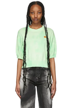 Kenzo Green Tie-Dye Tiger Crest Short Sleeve Sweater